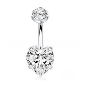 Titanium Heart Shaped Belly Button Ring Set With 5A Zirconia Heart G23 Titanium Alloy Body Piercing Jewelry Unisex