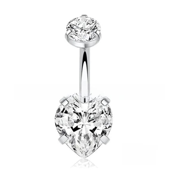 Titanium Heart Shaped Belly Button Ring Set With 5A Zirconia Heart G23 Titanium Alloy Body Piercing Jewelry Unisex