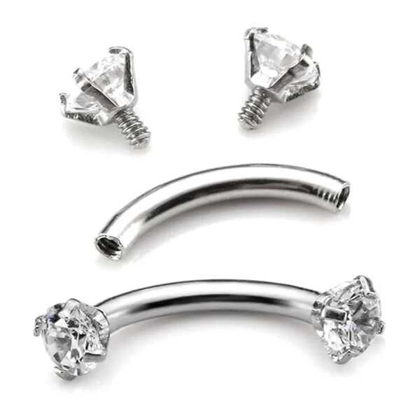 Fashionable Titanium Round Shiny Zircon Brow Ring Body Piercing Jewelry Geometric Pattern Unisex Sparkling Piercing Accessory