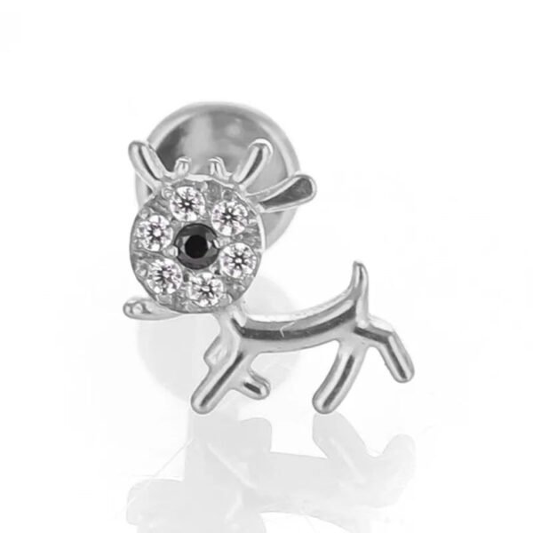 Titanium Piercing Studs – Scissors, Star, Moon, Lightning & Deer (14k Gold Plated) – Labrets, Flat back, Monroe, internal thread.