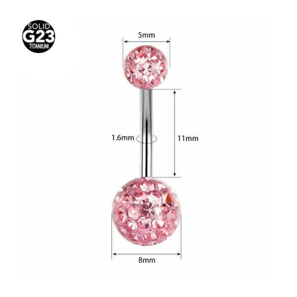G23 Titanium, Alloy, Navel, Belly Button, Banana, Bar, Glowing Non-Shedding, Body Piercing, Jewellery, Zirconia Embedded, Colourful.