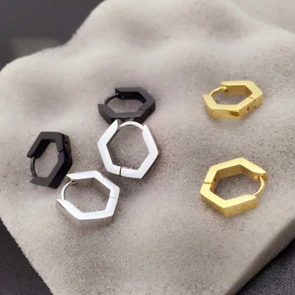 Hand Polished Stainless Steel Titanium Quadrilateral Rhombus Triangle Ear Studs Unisex Geometric Wedding Piercing Jewelry