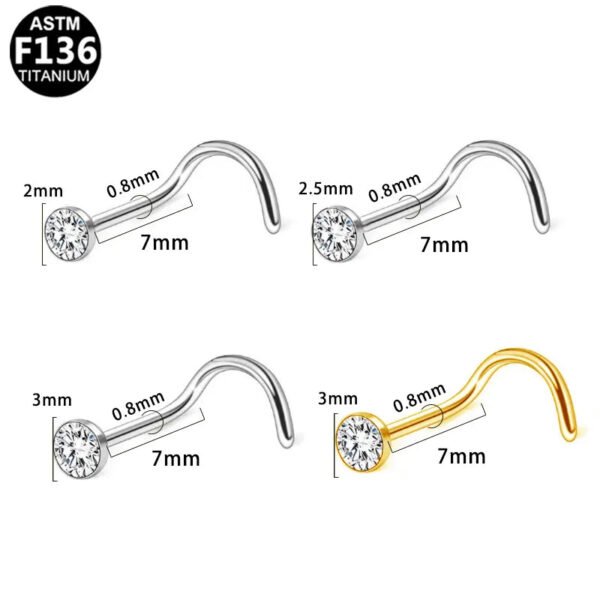 Classic Titanium Alloy Nose Studs Zirconia S Rod Piercing Jewelry Style Ball Pattern Universal Plating