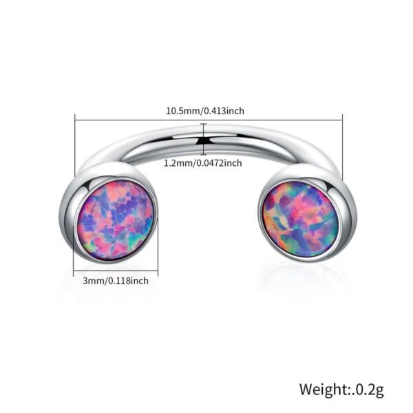 G23 Titanium Lip Studs 16G Internal Thread C-Shape, Nose Ring, Opal, Eyebrow Piercing, Ear Cartridge
