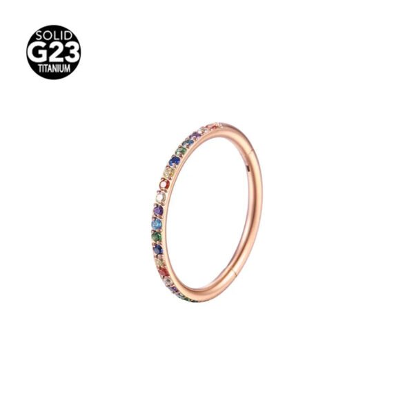 Punk Style Colorful Diamond Embedded Nose Ring Ear Hoop Ear Bone Stud Titanium Nasal Ring Connector Ring Unisex