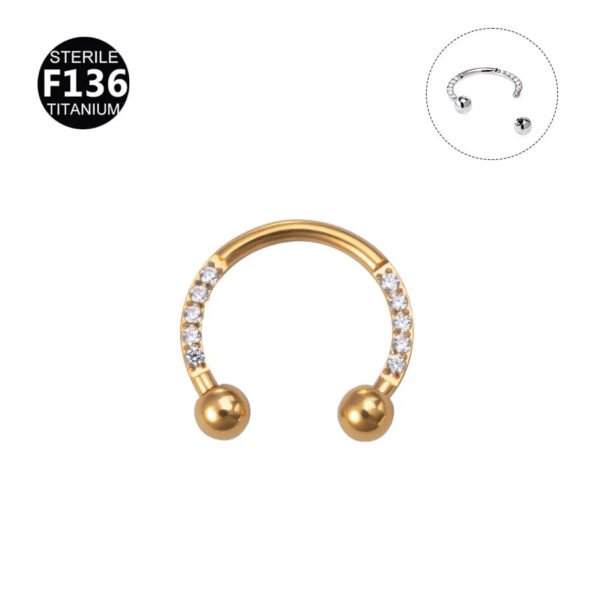 F136 Titanium Alloy, Nose, Ring, Ear, Brow, Stud, Zirconia, Embedded, C-Shape, Hoof, Bar, Piercing, Body, Jewellery, U-Shaped