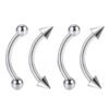 Titanium White Gold Plated Bent Bar – Double-Ended Barbell for Ear, Tongue, Brow Piercings (Ball, Spike & Screw Ends, Unisex)