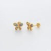 Trendy Women's High-End Gold Plated Titanium Steel Screw Back Earrings Pearl Colorful Diamond Butterfly Ear Studs Ins Style
