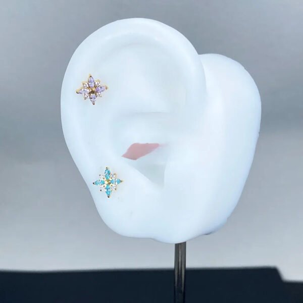 picture_05aa908a-917e-4452-8477-a79a13e196c0(2) G23 Titanium, Star Shape, Ear, Stud, Piercing, Jewellery, Zirconia, Lip, Dainty, Elegant, Flat Back