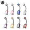 G23 Titanium, Inner, Tooth, Bend, Barbell, Navel, Bar, Colourful, Rhinestone, Belly Button, Waterdrop, Simple, Classic, Elegant.