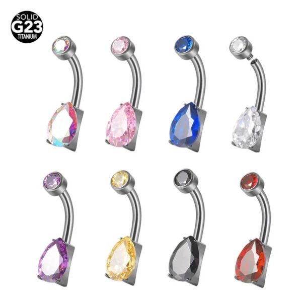 G23 Titanium, Inner, Tooth, Bend, Barbell, Navel, Bar, Colourful, Rhinestone, Belly Button, Waterdrop, Simple, Classic, Elegant.