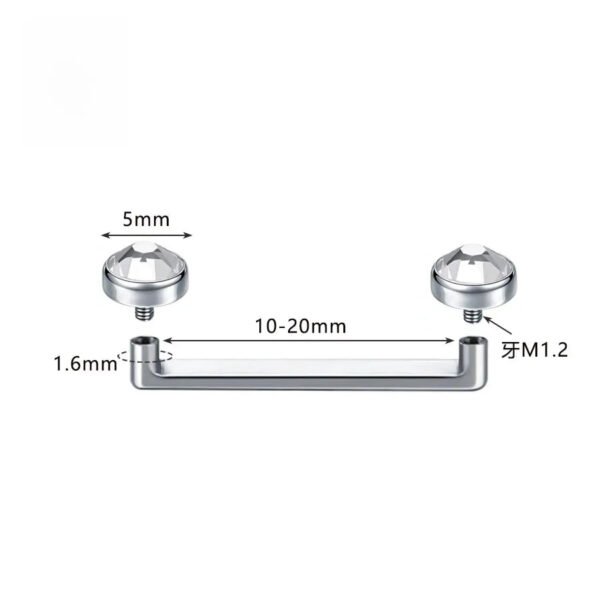 Titanium F136 Czech Drill Straight Angle Pin Double Headed Clavicle Staple Piercing Geometric Pattern Unisex