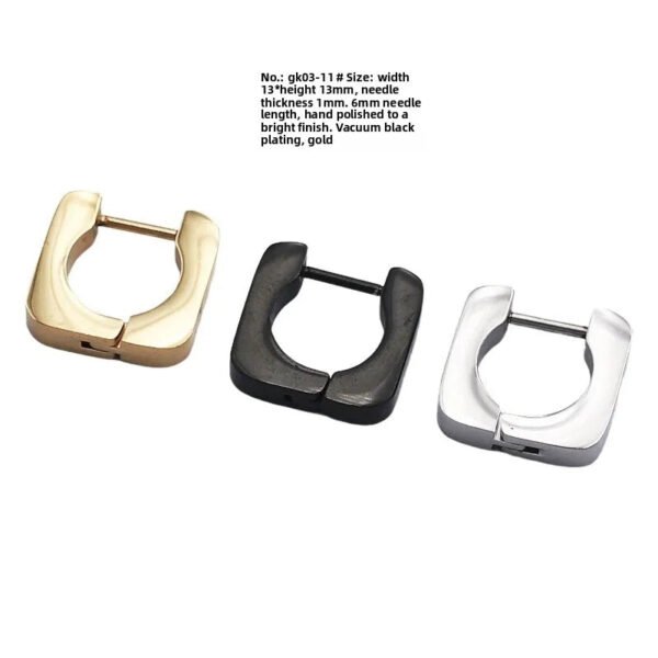 Hand Polished Stainless Steel Titanium Quadrilateral Rhombus Triangle Ear Studs Unisex Geometric Wedding Piercing Jewelry