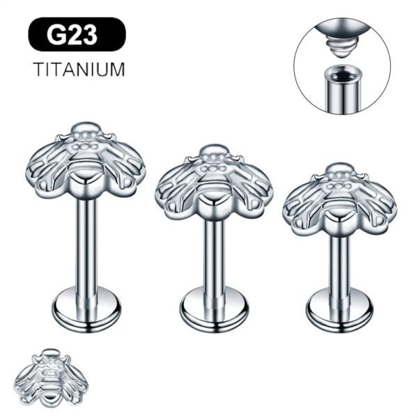 Titanium Bee F136 Nasal Ear Lip Studs Implant Grade G23 Titanium Alloy Body Piercing Jewelry Ear Bone Studs Polished Finish