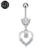 Implant Grade Titanium Flower Heart Dangly Belly Bar – Dainty Zirconia Navel Piercing, Hypoallergenic & Stylish