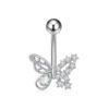 G23 Titanium, Belly Bar, White Gold Plated, Heart, Flower, Butterfly, Dangle, Navel, Barbell, Elegant, Banana Bar