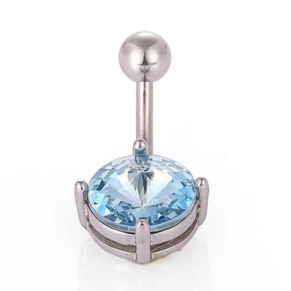 1Pcs Fashion Zircon Navel Ring Stainless Steel Heart Round Claw Shaped Shiny Navel Ring Navel Button Body Piercing Jewelry