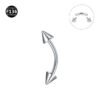 Titanium White Gold Plated Bent Bar – Double-Ended Barbell for Ear, Tongue, Brow Piercings (Ball, Spike & Screw Ends, Unisex)