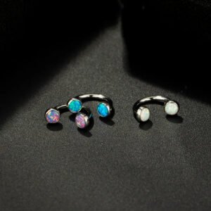 G23 Titanium Lip Studs 16G Internal Thread C-Shape, Nose Ring, Opal, Eyebrow Piercing, Ear Cartridge