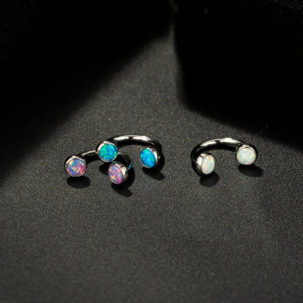 G23 Titanium Lip Studs 16G Internal Thread C-Shape, Nose Ring, Opal, Eyebrow Piercing, Ear Cartridge