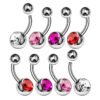 Double Head Titanium Alloy Inner Thread Zircon Navel Piercing Body Jewelry Czech Crystal Belly Ring Unisex Geometric Pattern