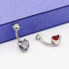 Titanium Heart Shaped Belly Button Ring Set With 5A Zirconia Heart G23 Titanium Alloy Body Piercing Jewelry Unisex