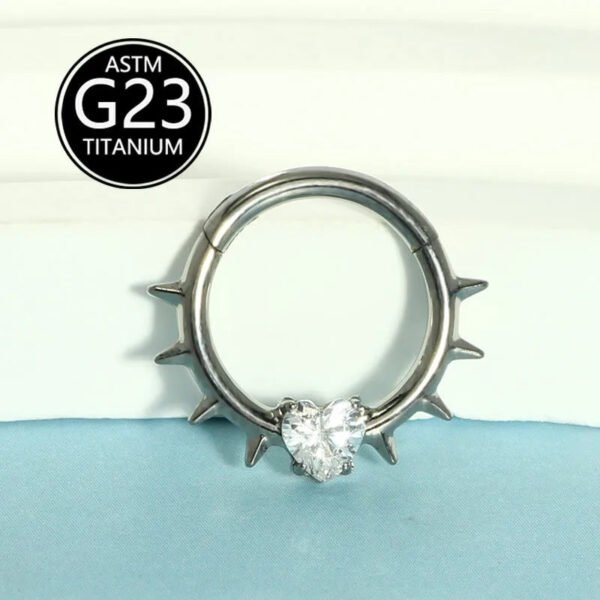 Cool Sweet Style Titanium Studs Nose Ring Punk Street Fashion G23 Titanium Embedded Heart Zirconia Unisex Personality Accessory