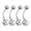 Double Head Titanium Alloy Inner Thread Zircon Navel Piercing Body Jewelry Czech Crystal Belly Ring Unisex Geometric Pattern