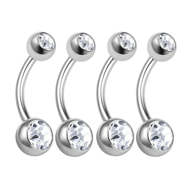 Double Head Titanium Alloy Inner Thread Zircon Navel Piercing Body Jewelry Czech Crystal Belly Ring Unisex Geometric Pattern
