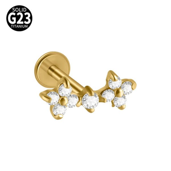 G23 Titanium, Alloy, Flat Back, Piercing Jewellery, Earring, Cherry, Blossom, Butterfly, Elegant Cute Classic, Lip, Stud, Ear Cartridge, Internal Thread