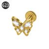 G23 Titanium Trendy Tulip Gold Steel Color Flat Back Pierced Earrings Butterfly Windmill Inlaid Zircon Elegant Romantic Jewelry Lip Stud Earrings