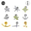 F136 Titanium Anchor Pendant Internal Thread Lip Stud Moon Maple Leaf Smiley Face Pendant Zircon Earring Lip Ring 0.9 Thread