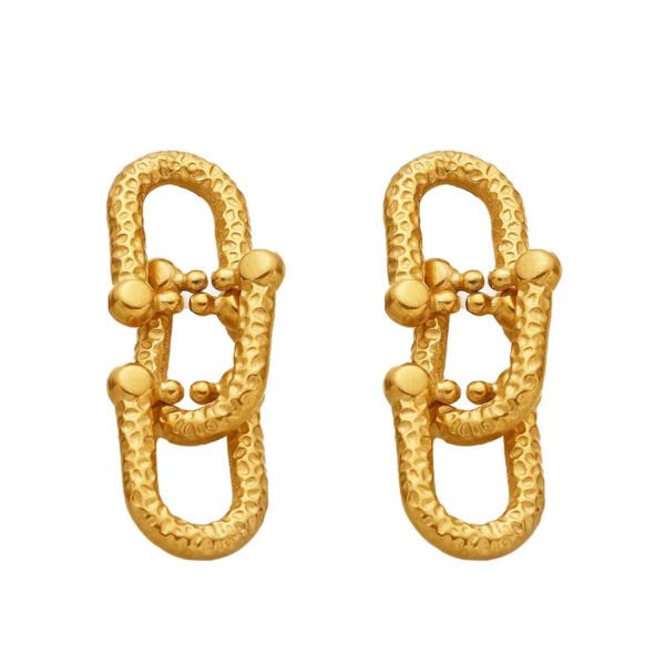 18K Gold Plated Titanium Steel Unique Women's Hoop Earrings Pendant Studs Geometric Cross