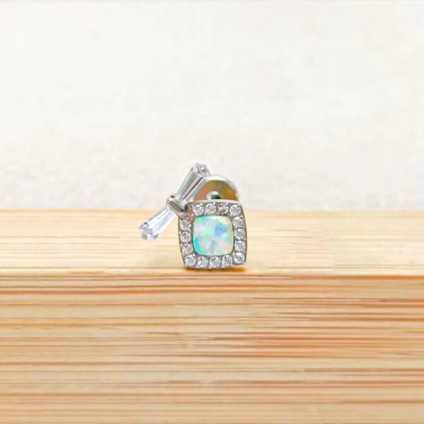 F136 Titanium Alloy Square Colorful Zirconia Pendant Exquisite Ear Bone Studs Piercing Jewelry Factory Geometric Pattern Unisex