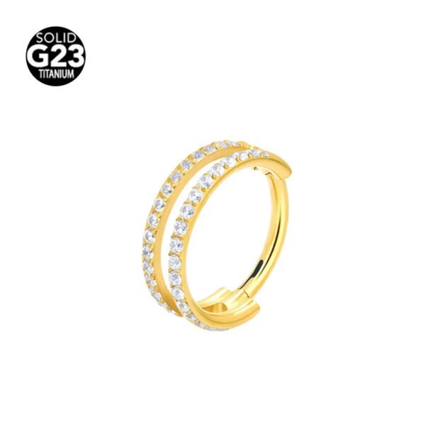 Double Layer Titanium Zircon Nose Ring With Diamond Piercing Jewelry Premium Craft Geometric Pattern For Men And Women