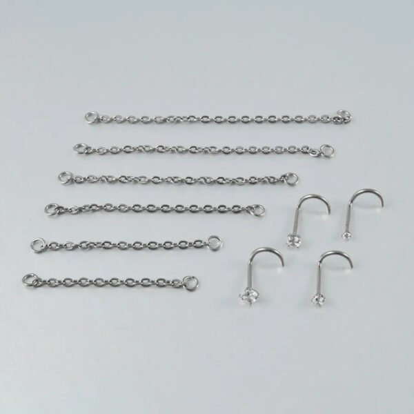 G23 Titanium, Single, Double Layer, Nose, Stud, Hoop, Chain, Piercing, Universal, Accessories, Zirconia, Split Ring, Geometric, Dangle, Between Earrings, Internal Thread, Screw, S Shape, Clicker, Vertical Labret.