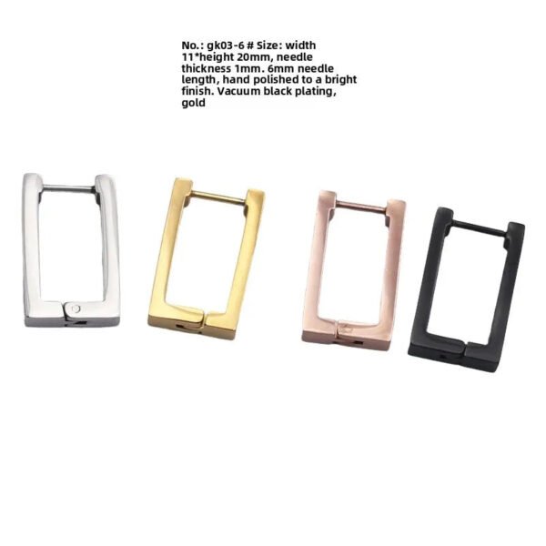 Hand Polished Stainless Steel Titanium Quadrilateral Rhombus Triangle Ear Studs Unisex Geometric Wedding Piercing Jewelry