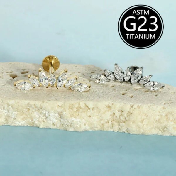 picture_13b858d8-111a-4a07-9f8f-b8c512e8fb8b(2) Implant Grade F136 Titanium Alloy Ear Studs With 7 Zirconia Lip Darts Inner Thread Body Piercing Jewelry Fashionable Elegant