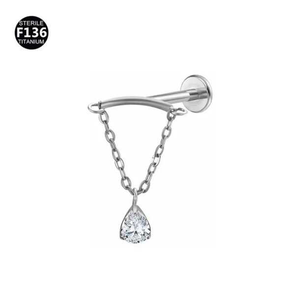 F136 Titanium, Alloy, Hidden Helix, Chain, Pendant, 0.9, Piercing Jewellery, Ear Cartridge, Stud, Lip, Vertical Labret, Flat Back, Drop, Earring, Unisex, Flower, Triangle.