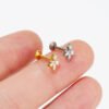 Titanium Alloy Lip Stud Women's Lightning Flower Inlaid Zirconia Ear Bone Stud G23 Body Piercing Earrings Handmade Jewelry