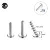 F136 Titanium Lip Studs 3.0mm Base Inner Tooth Ear Bone Flat Bottom Rod G23 Titanium Alloy Body Piercing Jewelry Ear Studs