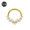 Titanium Alloy F136 Nose Ring Ear Cuff Piercing Jewelry Golden Butterfly Wings Crown Design Sparkling Unisex Geometric Pattern