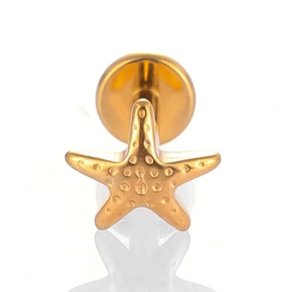 Titanium Piercing Studs – Scissors, Star, Moon, Lightning & Deer (14k Gold Plated) – Labrets, Flat back, Monroe, internal thread.