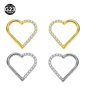 G23 Titanium, Heart Shaped, Ear, Nose Ring, Seamless, Body Piercing, Cartilage, Helix, Dainty, Cute, Left, or Right.