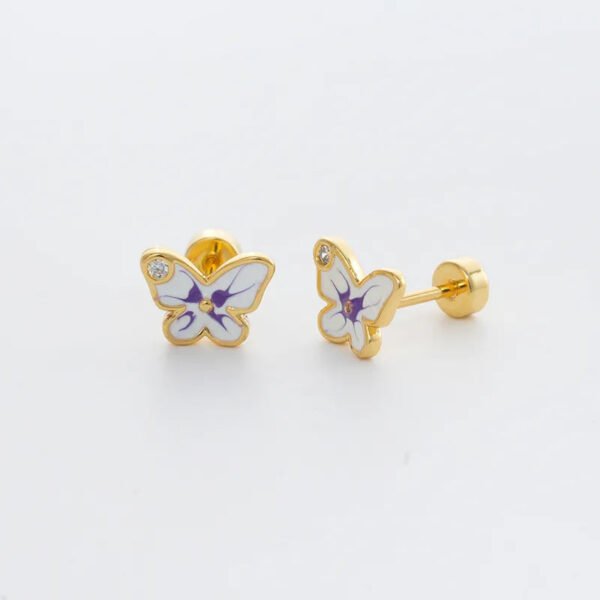 Trendy Women's High-End Gold Plated Titanium Steel Screw Back Earrings Pearl Colorful Diamond Butterfly Ear Studs Ins Style