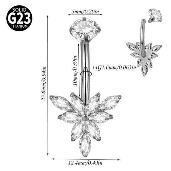 Titanium Metal Scorpion Bat Belly Button Piercing Belly Button Ring Zircon Cherry Multiple Horse Eye Flower Inner Tooth Belly Button Stud Body Piercing Jewelry Accessories