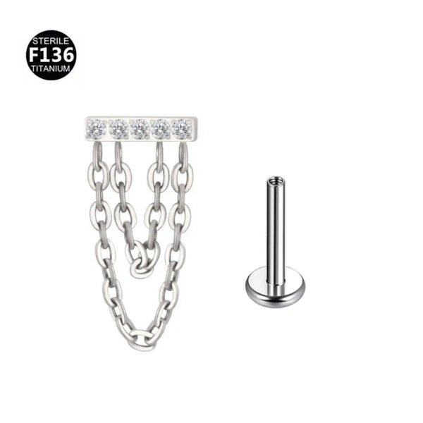 F136 Titanium Alloy, Flat back, Ear, Stud, Dangle, Chain, Earring, Helix, Internal Thread.