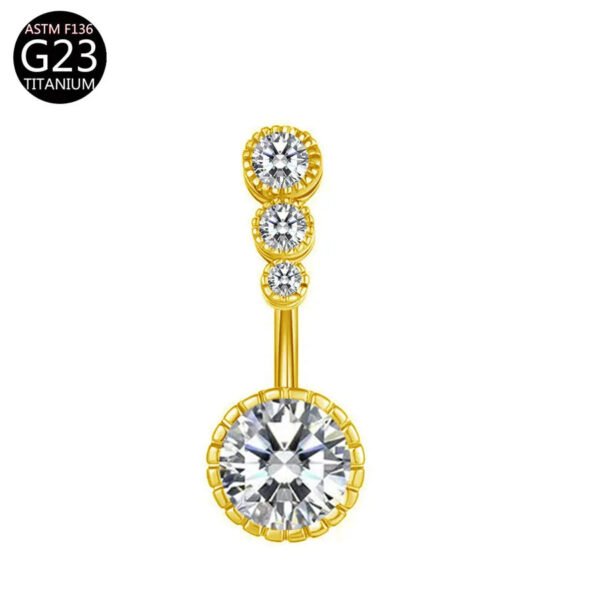 Implant Grade Titanium Flower Heart Dangly Belly Bar – Dainty Zirconia Navel Piercing, Hypoallergenic & Stylish