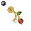 G23 Titanium, Alloy, Flat Back, Piercing Jewellery, Earring, Cherry, Blossom, Butterfly, Elegant Cute Classic, Lip, Stud, Ear Cartridge, Internal Thread