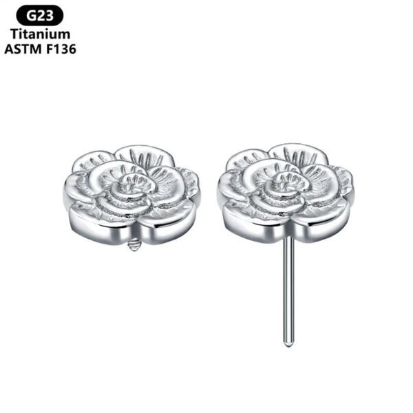 Titanium Alloy G23 Rose Flower Lip Stud Ear Bone Stud Insert Pin Style Tongue Stud Nose Stud Direct From Factory Source